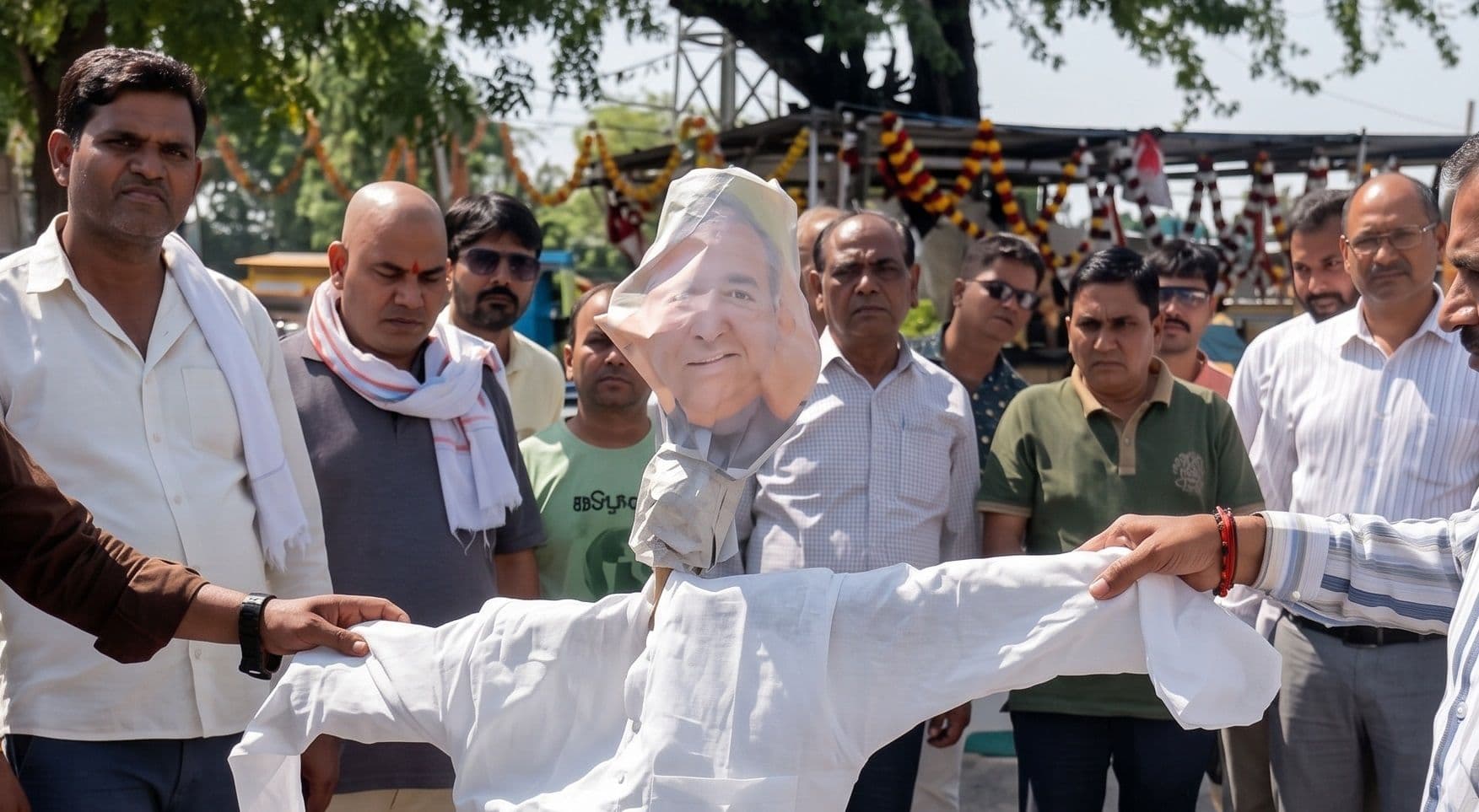सलूंबर में कांग्रेस का शक्ति प्रदर्शन: मदन राठौड़ के पुतले का किया दहन, कथित बयान पर जताया आक्रोश
